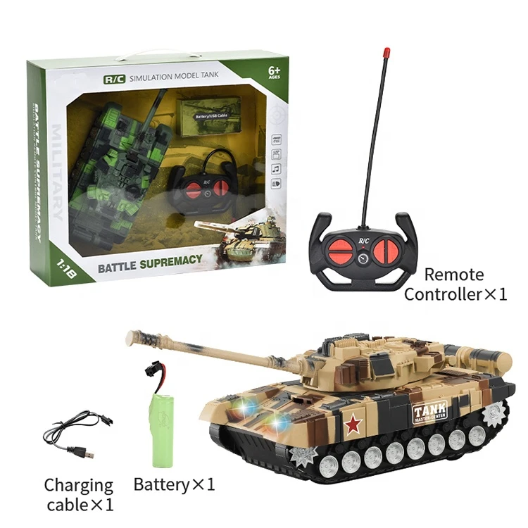 Hot selling toy four way remote control light music tank remote control car series 2021