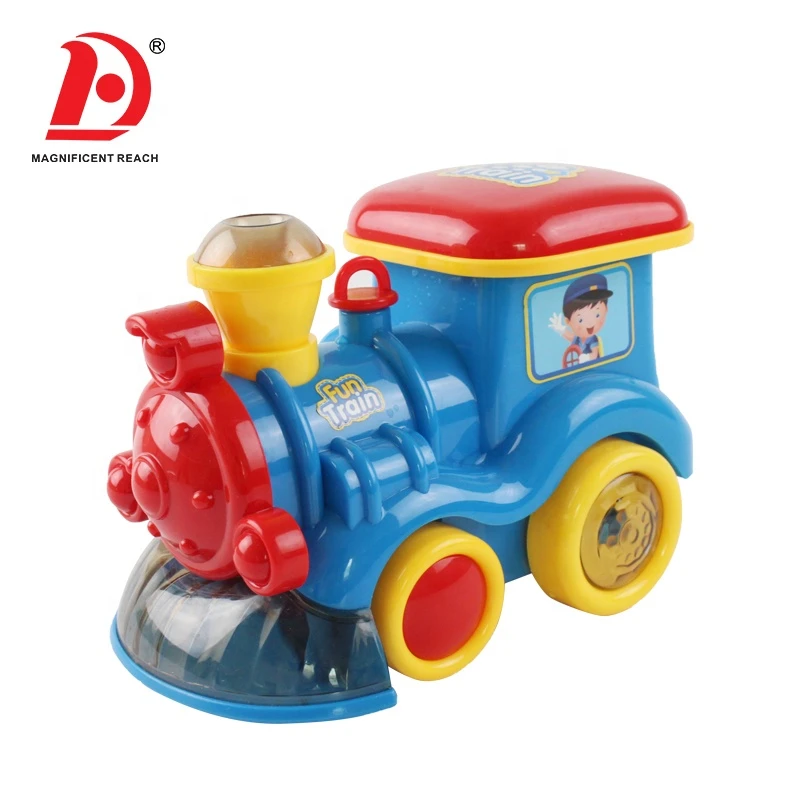 HUADA 2019 Wholesale Kids Electronic Battery Operated Musical Small Plastic Cartoon Steam Toy Train Model