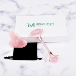 In stock! 2020 new product Bundle set rose quartz jade gua sha scraping massage tool slimming tool jade roller