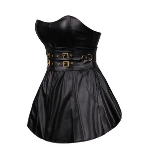In stock items women shapers type supply overbust women bustier tops faux leather cincher