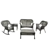 Indoor &amp; Outdoor Chic Style 5 PC Rattan Patio Furniture Set Garden Lawn Sofa Cushioned Seat Wicker Sofa Set