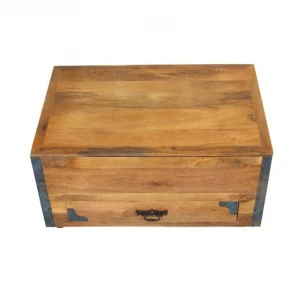 Industrial 1 Drawer wooden organizer storage toy trunk box Natural Wooden Storage Box Vintage Style Storage Chest On Wheels