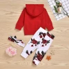 Infant Toddler Clothing Outfits Red Hoodie Shirt Floral Pant Newborn Baby Fall Outfits Infant Girls Clothes Sets with Hairbow
