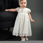 Infant vintage lace flower baby girl baptism dress newborn lace christening gown girls' dresses