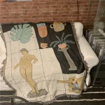 INS Cotton Throw Blanket Home Decor Sofa Blanket New Design Woven Jacquard Custom Tapestry