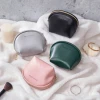 Ins Simple Style PU Leather Dark Green Portable Coin Purse Lipstick Cosmetic Bag Women Lady Girls Travel Daily Beauty Makeup Bag