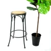 IVYDECO Stackable Bar Bistro High Counter Metal Chair with Long Tube Legs and Plywood MDF Reed Cushion