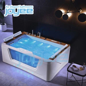 JOYEE 2 4 person indoor spa hot bath acrylic fiber glass skirt massage whirlpool super deep soaking tub free standing