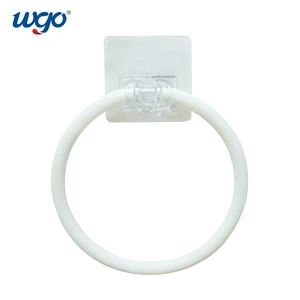 Kitchen Bathroom Accessory Plastic Wall Mounted Hand Towel Ring Holder Self Adhesive Nail Free