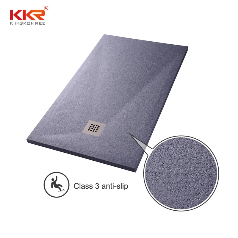 KKR Customize Rectangular Shaped Stone Resin Black Shower Tray