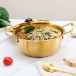 Korean Style Noodles Pot Paella Pan Japan Ramen Pot Double Handle Seafood Pot Stainless Steel Hot Pan