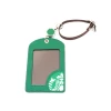 Leather Business Id Card Holder With Retractable Reel Pu Staff Badge Holder With Lanyard