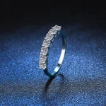 Lerca Moissanite Ring Womens 925 Sterling Silver Moissanite Princess Seven Row Diamond Seiko Diamond Ring