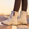 Light colored snow boots The new winter Snow cotton shoesskid proof and warm  Ladies cotton-padded shoes in medium tube