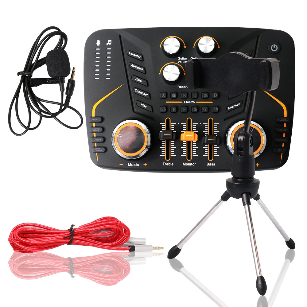 Live broadcast sound card external sound high quality mic headphones V10 sound card combo for video