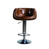 loft industrial furniture bar chair vintage leather stainless steel lift adjustable bar stool chair high chair for bar table