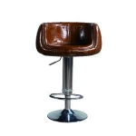 loft industrial furniture bar chair vintage leather stainless steel lift adjustable bar stool chair high chair for bar table