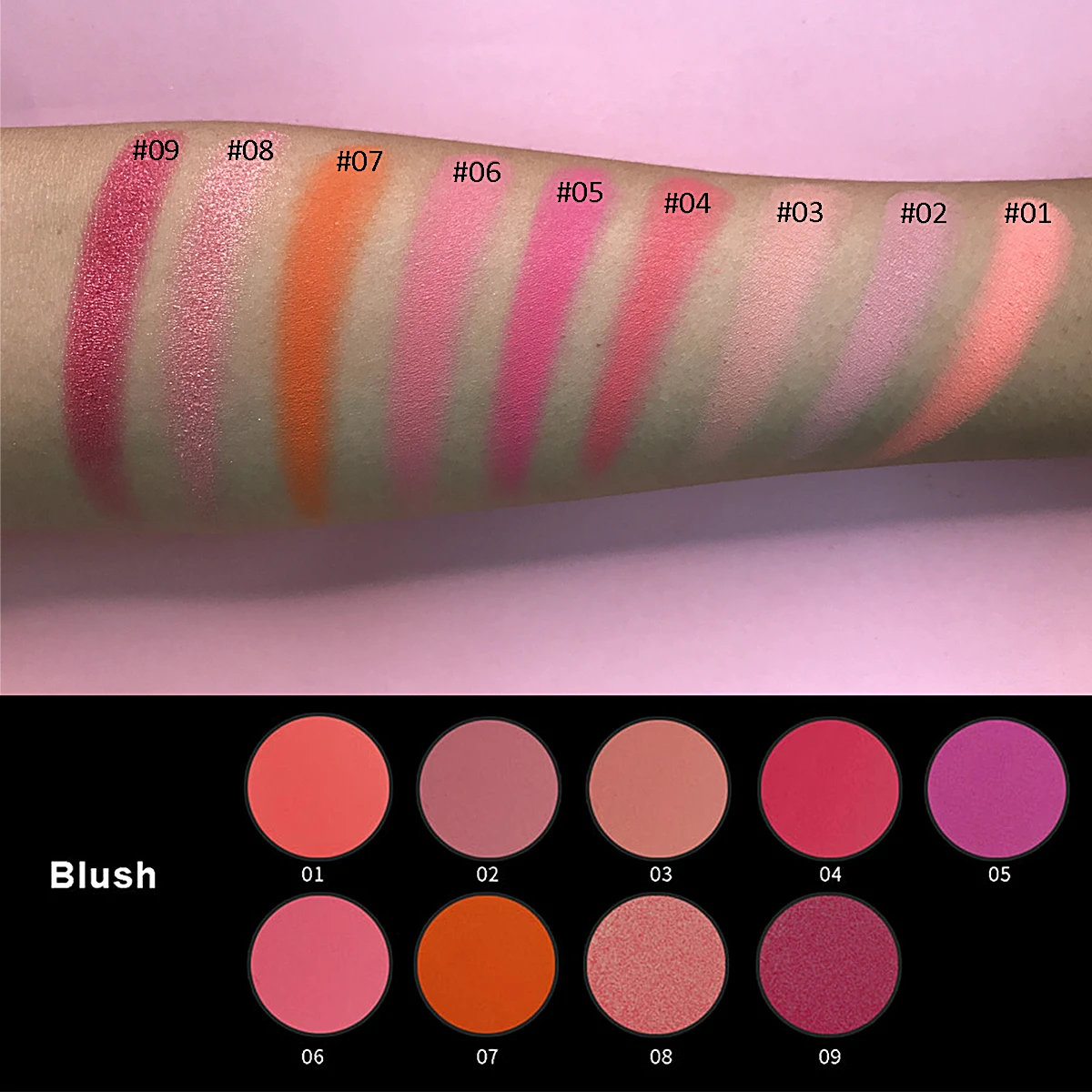 Long lasting high pigmented DIY 3/4/6 colors blush palette vegan private label blush