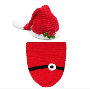 Lovely Newborn Baby Girl/Boy Crochet Knitted christmas Hat Sets/Xmas Santa Costume Photo Photography Prop Christmas Outfit