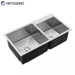 Low MOQ  Commercial Stainless Steel Undermount Double Bowl Basin Handmade Kitchen Sink