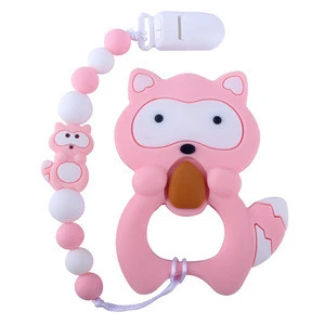 Low MOQ Wholesale Highest Quality 100% Food Grade Silicone Baby Teether Toys with Pacifier Clip