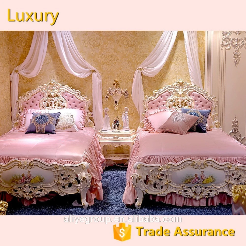 luxury gilt wood luxury bedroom set exotic princess bedroom for girls children bedroom furniture