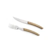 M010 4pcs/ 6pcs set steak knife and fork set with natural pakka wood handle with wax polish