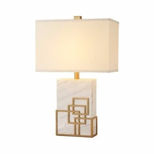 MEEROSEE European Square Lampshade Modern Marble base Table Lamp for Sitting Living room MD86674