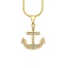 men and women ornaments rock street dance  diamond studded stainless steel boat anchor pendant necklace