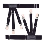 Mens Shirt Stays Shirt Holder Straps Adjustable Elastic Suspenders Garters with Non-slip Locking Clamps