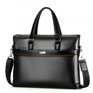 Mens Simple Design Smooth Luxury PU Multifunction Business Bags Waterproof Briefcase Leather Laptop Bag