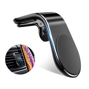 Metal Magnetic Car Phone Holder L- Type Mini Air Vent Clip Mount Magnet Mobile Stand For iPhone XS 11 Xiaomi