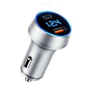Metal quick charge 3.0 type c pd car charger with led