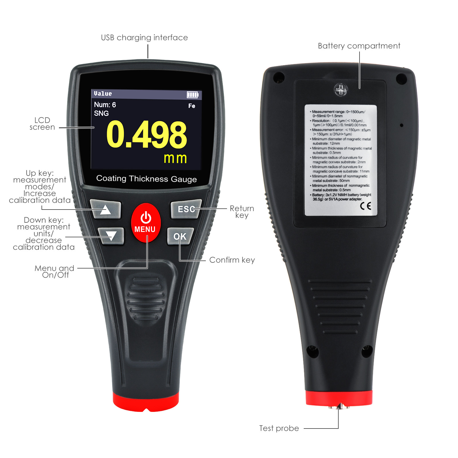 Buy Mini Digital Metal Coating Thickness Gauge Car Paint Tester ...