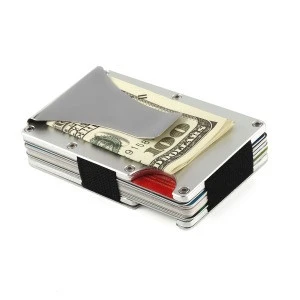 Minimalist aluminum metal slim wallet money clip carbon fiber card holder