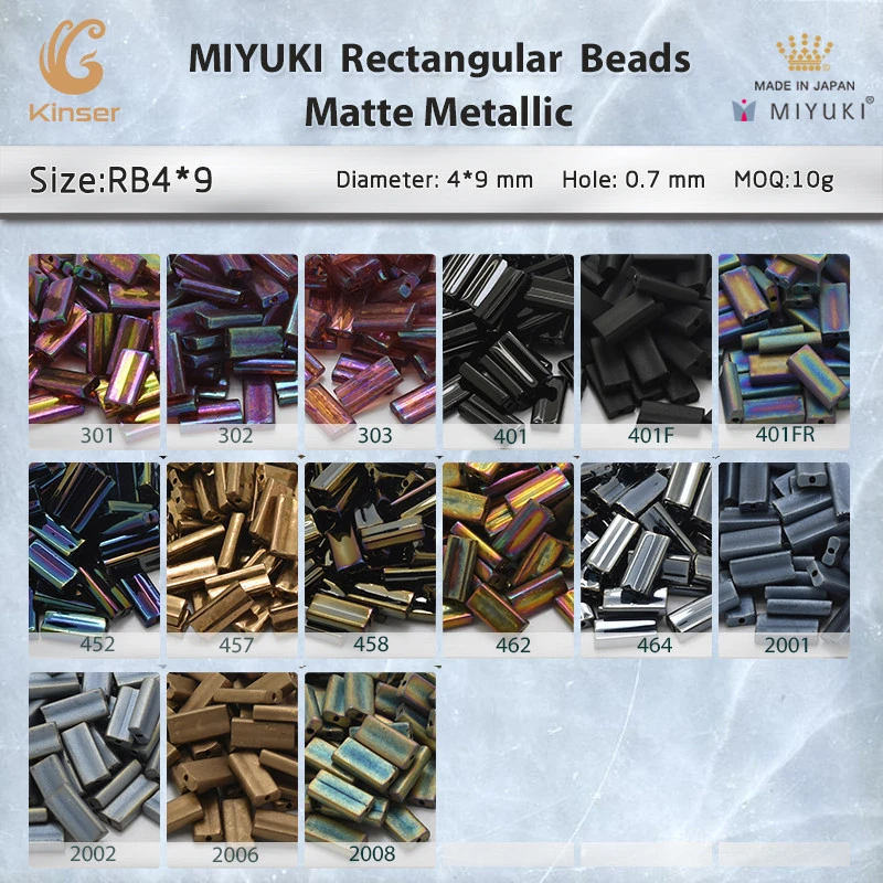 Miyuki Rectangular Beads 4*9 mm [15 Color Matte Metallic ]10g pack