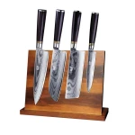 Modern Kitchen Cutlery Display Rack And Organizer Universal Magnetic Wooden Knife Block Holder Stand