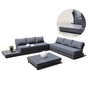 Modern Sectional Outdoor Sofa Set Grey Aluminum Platform Lounges garden furniture set