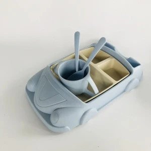 Most Popular Eco-friendly Biodegradable Children Feeding Supplies Creative Baby Bamboo Tableware cute car shape kids dinnerware