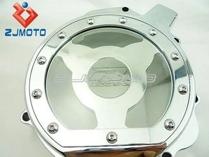 Motorcycle Chrome Window Billet Aluminum Clear Stator Engine Cover Clear Stator Cover for Suzuki GSXR 1000 2005-2008