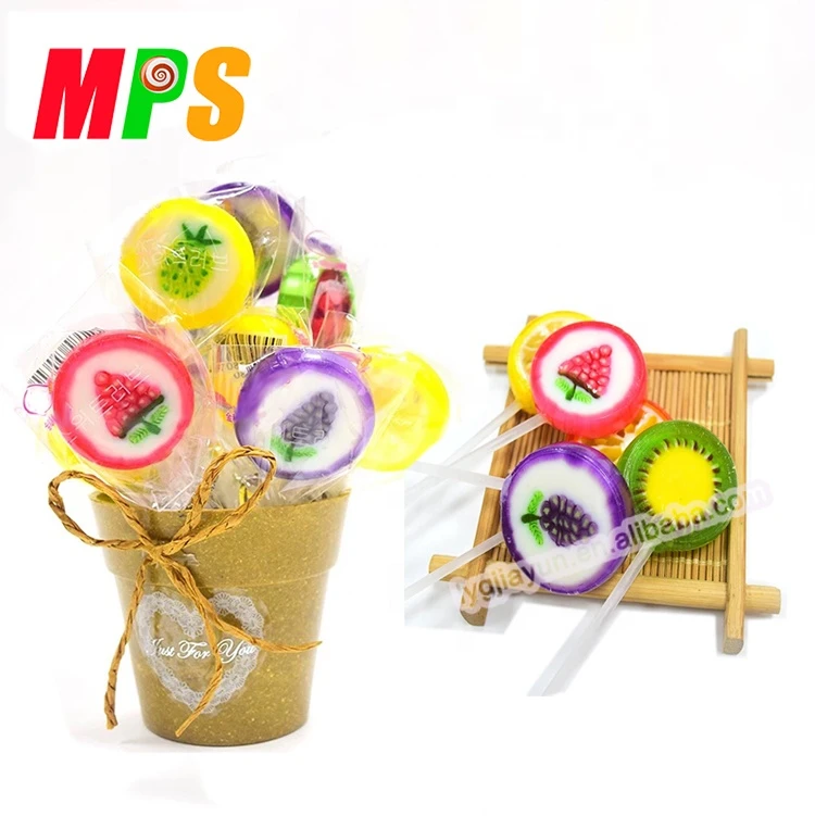 Multi-Colored Fruit flavored pin pop Lollipop candy