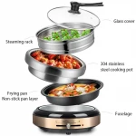 Multifunctional 4L304 stainless steel steamer pot electric frying pan electric hot pot