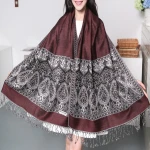 National Style scarf gold-yarn jacquard cotton linen female Bohemian Poncho Shawl
