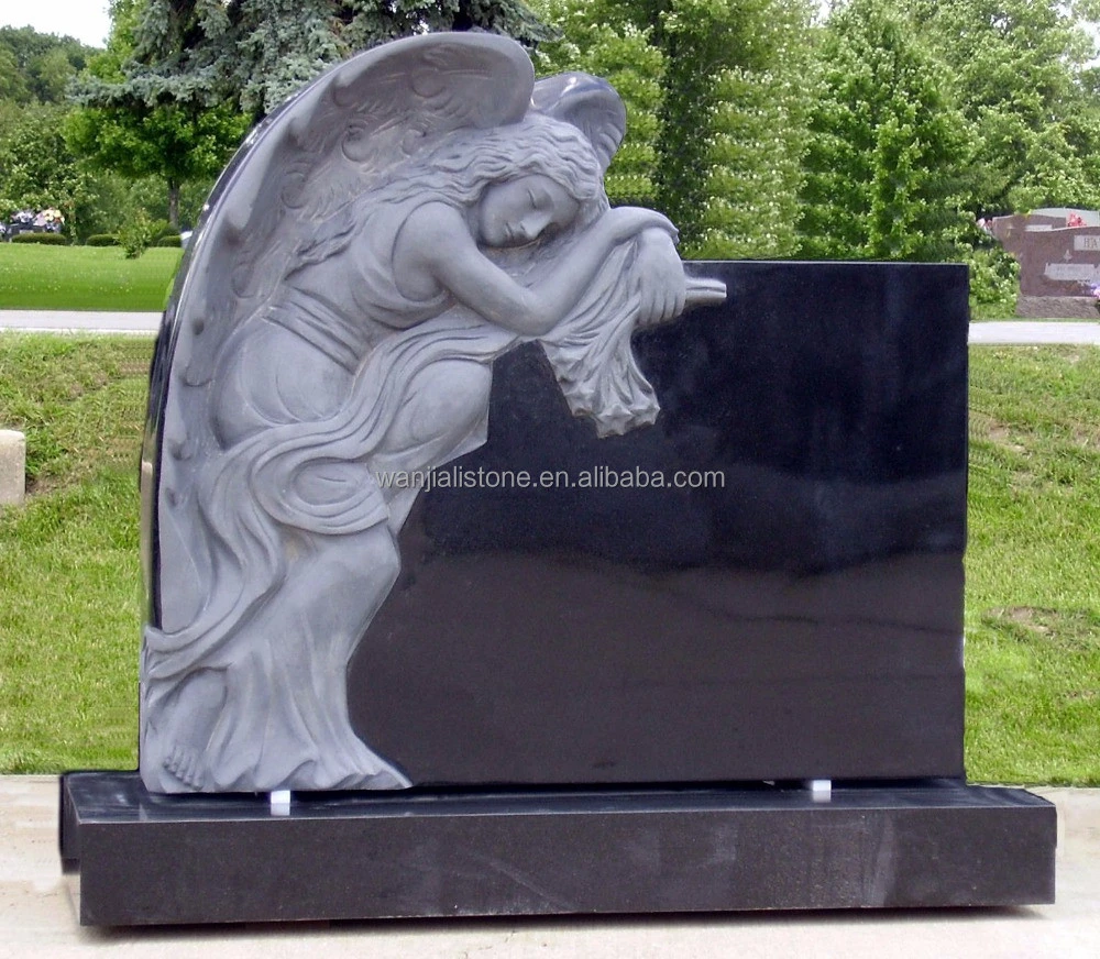 Natural Granite Material Angel Design Tombstone, Angel Sculpture Monuments