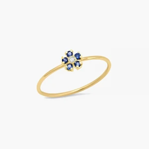 Natural Stone Jewelry Sets 18k Gold Plated Green Rings Wholesale Gemstone Genuine Blue Diamond Flower Ring