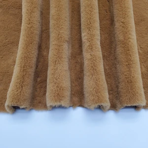 Natural style cheap fabrics textiles 100% polyester for rabbit fur coat hooded rabbit fur bag faux fur blanket