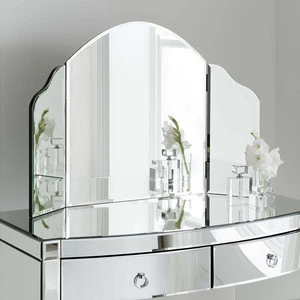 new arrival curved silver mirrored dresser with mirror