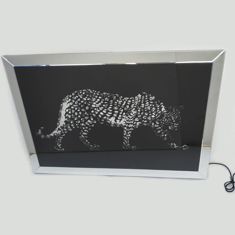 New Arrival Wholesales Wall Decoration Floating Crystal Animal Design Led Wall Mirror for home hotel furniture