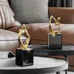 New Creative Abstract Characters Simple European Style Gold Thinker ceramic Decoration Study Home office Accessories Gift