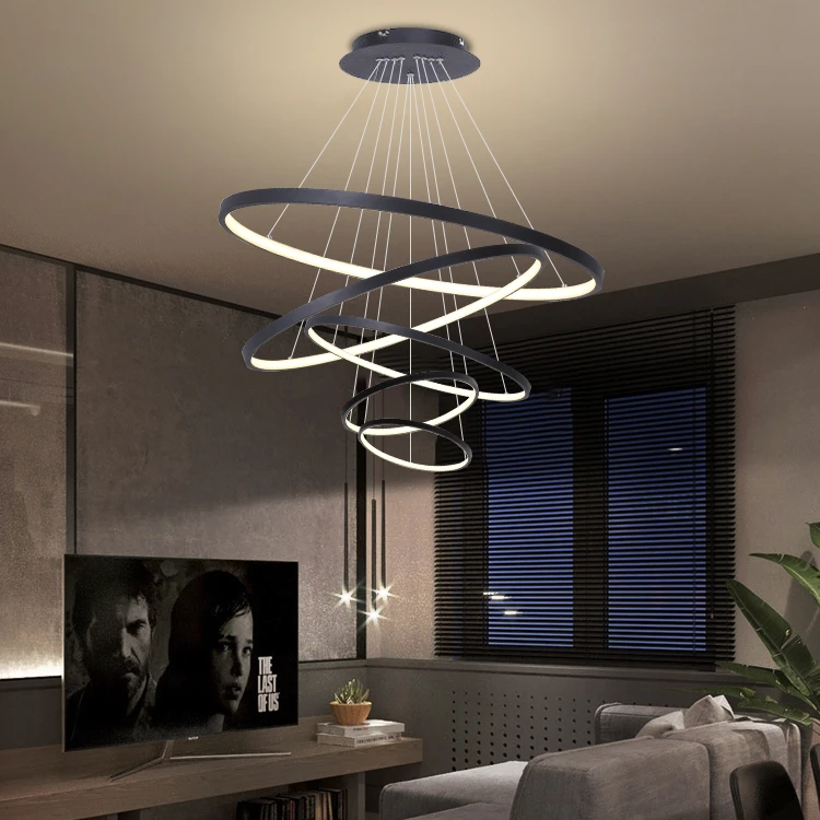 New design factory decorative indoor manufacturer luxury LED modern rings pendant chandelier light